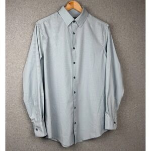 Mizzen+Main Leeward Dress Shirt Mens Small Trim Mint Print Button Front